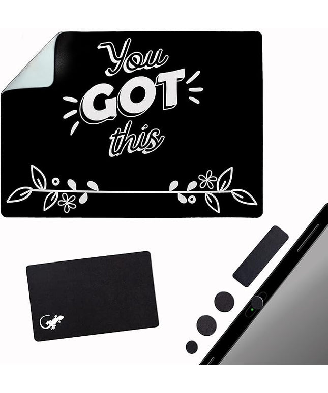 Mouse Pad Adhesive Bottom - Sticks to Any Surface - Portable - Webcam Covers and Screen Cleaner Included (You GOT This)