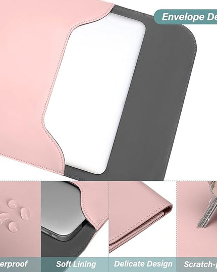MOSISO Laptop Case 13 inch, 13 inch Laptop Sleeve Compatible with MacBook Air M4 M3 M2 M1 2025-2018 / Pro M2 M1 2025-2016, Faux Suede Leather Case with Small Bag, Pink