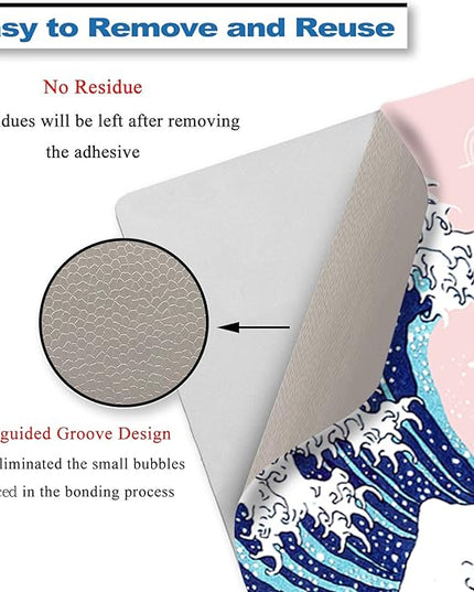 Laptop Skin Sticker Decal,12" 13" 13.3" 14" 15" 15.4" 15.6 inch Laptop Vinyl Skin Sticker Cover Art Protector Notebook PC (2 Wrist Pad Skins Included), Decorative Waterproof Removable, Pink Sea Wave