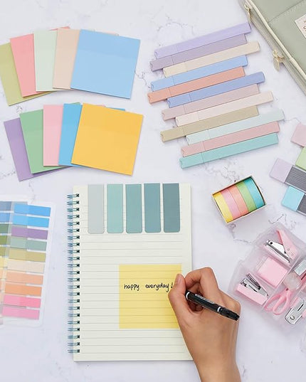 Sinload 60 Pcs Aesthetic Book Annotation Kit School Supplies Cute Pencil Case 12 Highlighter 5 Gel Pen 6 Mechanical Pencil 5 Magnetic Bookmark 1220 Pcs Sticky Note Tab Student Stationary(Light Green)