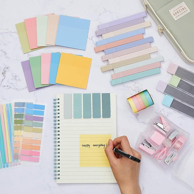 Sinload 60 Pcs Aesthetic Book Annotation Kit School Supplies Cute Pencil Case 12 Highlighter 5 Gel Pen 6 Mechanical Pencil 5 Magnetic Bookmark 1220 Pcs Sticky Note Tab Student Stationary(Light Green)