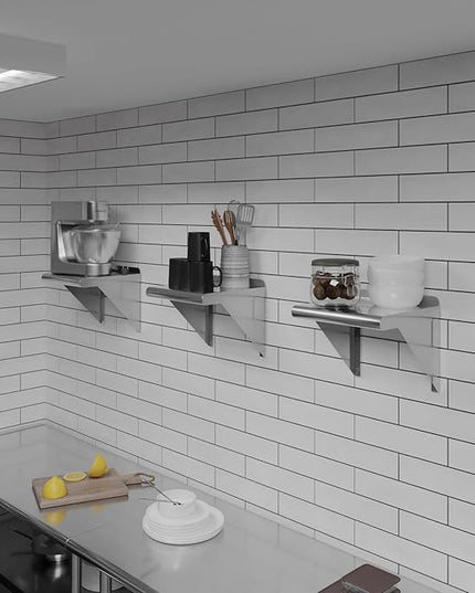 AmGood 12 in. x 12 in. Stainless Steel Wal Mount Shelf. Commercial/Home. Kitchen, Restaurant, Garage, Laundry, Utility Room. NSF