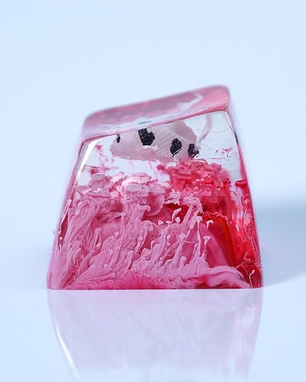 Kohaku Koi Fish Artisan Keycap Smoky Ruby Red Ocean Coral Reef R1 SA Profile Custom Keycaps 1U ESC Handmade Gaming Resin Key Cap Cherry MX Switch Compatible Mechanical Keyboard Koi Lover Gift