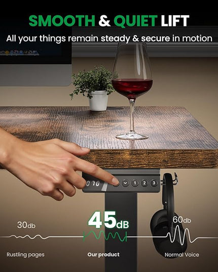 Electric Standing Desk Adjustable - 71x30 Inch Sit Stand Desk with 1 Inch Thick Tabletop, Double Beam Frame, 3 Memory Height Adjustment, Cable Management for Home Office