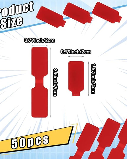 50 Pieces Cord Labels Self-Adhesive Nylon Cable Labels Tags Waterproof Wire Cable Tags or Electronics Office Computers Management and Identification (Red)