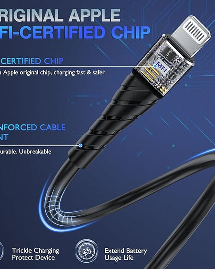 OIITH MFi Certified for iPhone Charger Cable 3 Pack 3 Ft, for Lightning Charging Cord, Fast 2.4A for iPhone USB Cord Compatible with iPhone12/11/XS/Max/XR/X/8/8P/7P/6/iPad - Blue
