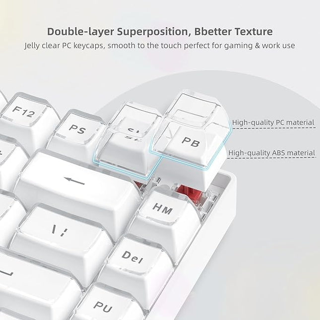 Womier White Jelly Keycaps, Mechanical Keyboard for keycaps Set, OEM Profile Key Cap, 113-Key Cute Custom Keycaps for 60%,75%,100% Mechanical Keyboards with Cherry/Gateron MX Switches-White