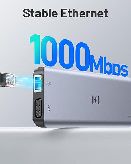 USB C Docking Station 4 Monitors,13 in 1 Laptop Docking Station 3 Monitors with Dual HDMI,8K DP,VGA,10Gbps USB A/C Data Transfer, PD Charging,USB C Hub Multiport Adapter for Windows/Mac OS Laptop