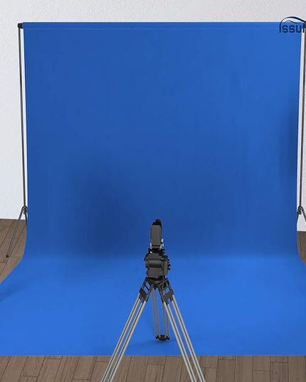 ISSUNTEX 10X16 ft Background Muslin Backdrop, Photo Studio, Collapsible High Density Screen for Video Photography and Television-Blue