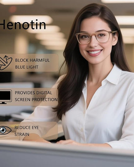 Henotin 3-Pack Blue Light Blocking Reading Glasses,Spring Hinge Computer Readers for Men Women,Anti UV Ray Filter Eyeglasses (Mixed Color-3, 0.00, Diopters)