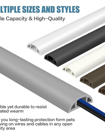 Floor Cord Covers for Wires 20FT Cable Hider Wire Cover Self Adhesive Cord Hider Floor for Offices, Homes, Workshops, Warehouses Cable Cavity 0.39" W x 0.27" H