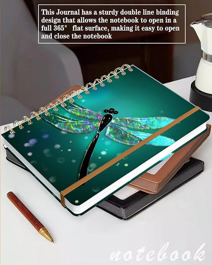 Spiral Journal Notebook for Women, Hardcover A5 College Ruled Notebook, 120 Pages, Thick Paper, Cute Lined Journal for School, Office & Work, 6 x 8.4 in(Dragonfly)
