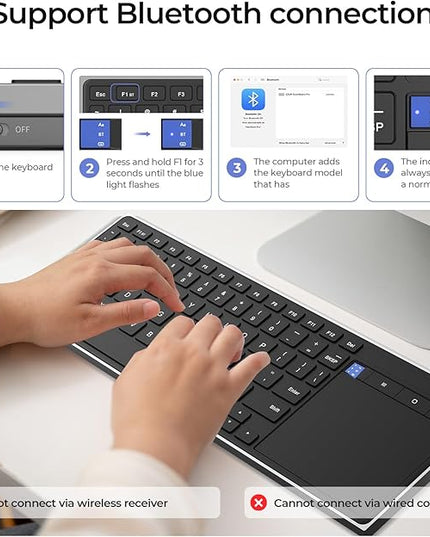 CZUR Portable Computer Keyboard with Trackpad, Rechargeable Bluetooth Keyboard with Touchpad, Wireless Ultra Slim Keyboard for PC/Laptop/Tablet/Phone, for Windows/Android