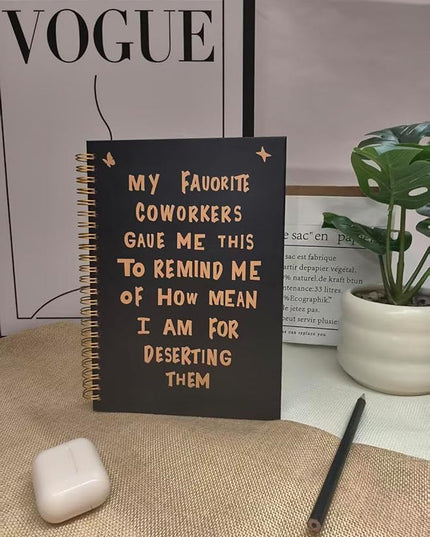 NeatNiche Spiral Notebooks For Work- Hardcover Gold coil-bound Journal Dairy For Women, 5.8"x8.3",Funny Going Away Gifts For Coworkers,Sarcastic Farewell Gifts,Coworker Leaving Gift,New Job Or Birthday Gift (Black Gold)