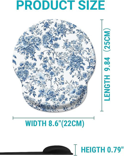 Floral Flower Ergonomic Mouse Pad with Wrist Rest, Gel Mousepad Wrist Support, Computer Gaming Mouse Pad with Pain Relief Non-Slip PU Base for Desk Accessories Office Decor Supplies