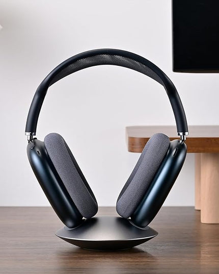 ELECOGO All-Aluminum Headphone Stand for AirPods Max, Full CNC-Machined Metal Base with Soft Silicone Contact Pad, Futuristic Ring Design, Stable Desktop Display Dock (Gray)