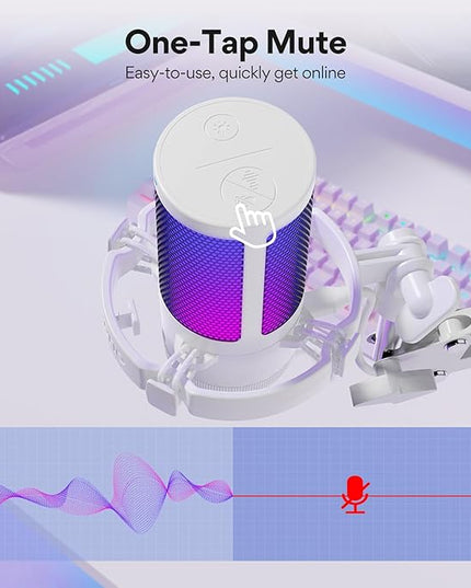 MAONO USB Gaming Microphone with Noise Cancellation, Computer PC Mic with Boom Arm, RGB Light, Mute, Gain, Monitoring Streaming Mic for Podcast, YouTube, Twitch, Discord, PS5/4, GamerWave DGM20S