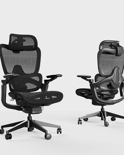 Ergonomic Office Chair, Big and Tall Home Desk Chair with Adjustable 3D Lumbar Support, 5D Armrest, 4D armrests, Mesh Computer Chair,90-130°Tilt, Model Zen (All Black)