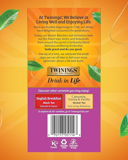 Twinings Darjeeling Black Tea Individually Wrapped Bags, 50 Count (Pack of 6), Delicate Light Taste, Caffeinated, Enjoy Hot or Iced, 300 Teabags