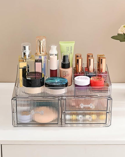 ZHIAI stackable storage drawer, cosmetics storage box, cosmetics and beauty product storage organizer, suitable for makeup room, bathroom, storage room