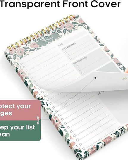 Taja To Do List Notepad - To Do List Notebook for Work with 52 Sheets, Undated Daily Planner Perfect for Daily Tasks and Goal Setting, Notepad Suitable for Office, Home & School - Rose Meadow