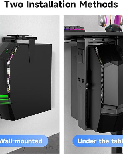 Suptek Adjustable Under Desk and Wall PC Mount,3.94 to 11.61 inch Wide Computer Case CPU Hanger Holder 360 Degree Rotatable Under-Desk PC Hanging Stand Holder Mount (ZJJ001L)