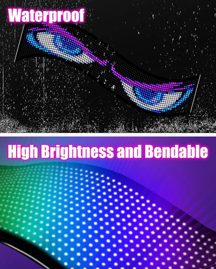 35"*8" Flexible Advertising LED Sign with 21-Key Remote and APP Control,Custom Animations, Patterns & Text,for Store,Hotel,School,Bar