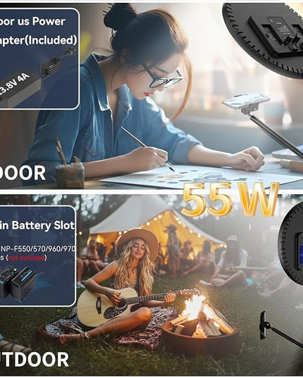 Large Ring Light Professional 55W with 72" Tripod Stand,Full-Screen Selfie Ring Light All-Purpose Stand for Live Stream, YouTube, TikTok, Video Recording with Remote (red-001,13)
