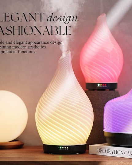 Porseme 280ml Essential Oil Diffuser Glass Color Changing Aroma Air Diffusers Aromatherapy Ultrasonic Cool Mist Humidifier 7 Running Hours Waterless Auto-Off for Sleeping, Yoga, Spa (Pure Pink)