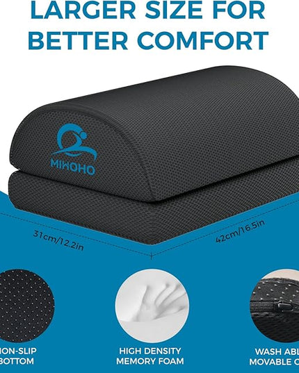 Foot Rest for Under Desk at Work, Adjustable Height Memory Foam Foot Stool with Washable Cover-Comfortable Footrest, Ergonomic Footrest for Under Desk, Office Chair (Black)