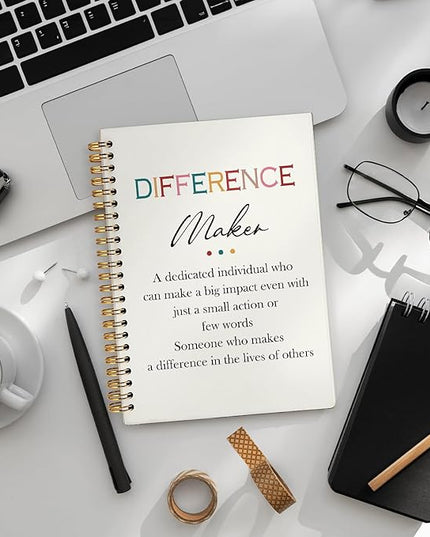 Difference Maker Gift Notebook Journal, Appreciation Gifts for Coworkers Teacher Mentor Boss Coach, Coworker Gifts, Thank You Gifts for Women Men Hardcover Spiral Notebook 5.5x8.3 Inch