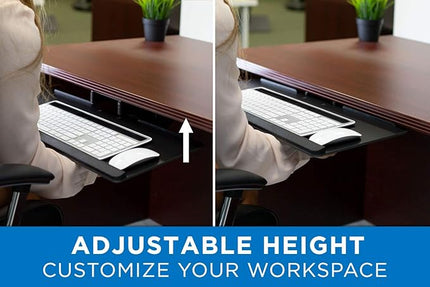 Mount-It! Under Desk Computer Keyboard and Mouse Tray, Slide Out Ergonomic Keyboard Drawer with Gel Wrist Pad, Tilt, Swivel and Height Adjustment, Black