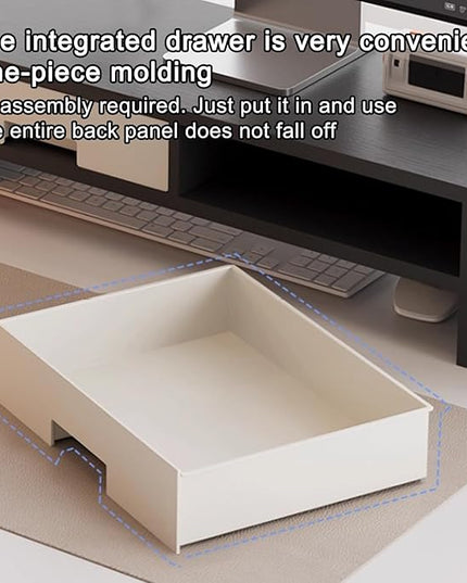 Computer Monitor Riser - Storage Drawer Stand, Stable Desk Organizer, Elevated Ergonomic Display Shelf | Functional Workstation Addition for Family Rooms Indoor Offices and Study Areas