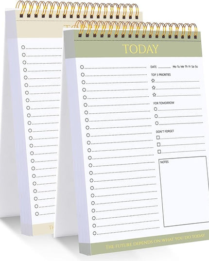 Thboxes 2 Packs To Do List Notepad, Totally 208 Pages To Do List Notebook A5 Undated Daily Planner Notepad with Transparent Cover and Task Checklist Home Office School Supplies, Simple Style