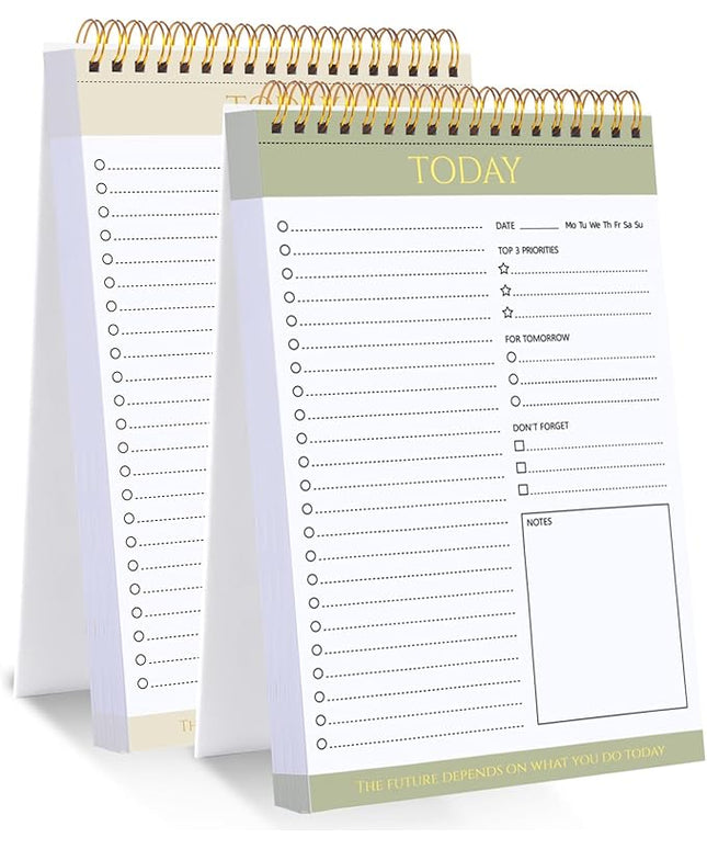 Thboxes 2 Packs To Do List Notepad, Totally 208 Pages To Do List Notebook A5 Undated Daily Planner Notepad with Transparent Cover and Task Checklist Home Office School Supplies, Simple Style