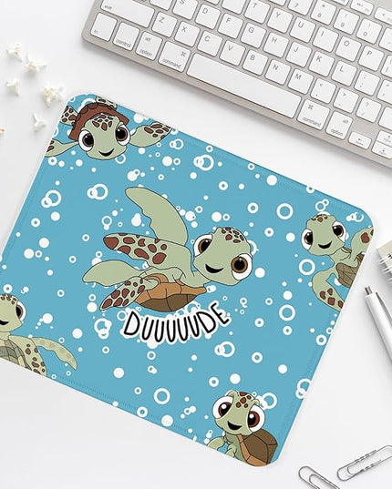 Cute Sea Turtle Square Mouse Pad,Non-Slip Rubber Base Mouse Pad,Home Office Decoration Desktop Accessory,Laptop Mouse Pad for Office Laptops, 9.4x7.8x0.12inch.