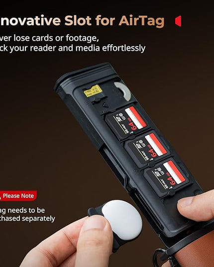 SmallRig Multifunctional Card Reader & Card Holder (CFexpress Type B), with Slot for AirTag, High-Speed Memory Card Reader for SD, SDXC, Micro SD, SDHC, 3 Card Read Simultaneously, 9 card slots - 4532