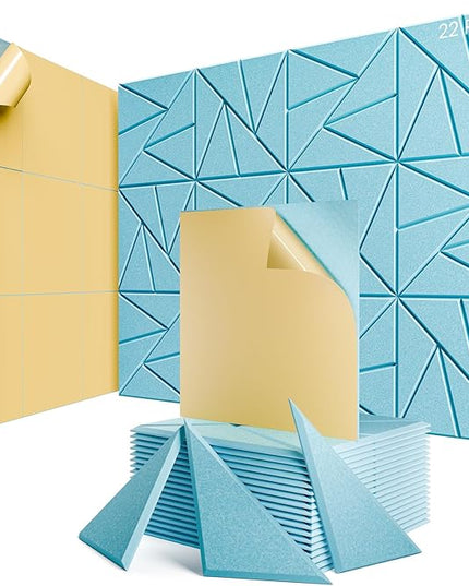 22 Pack Acoustic Panels with Self-Adhesive, 12"X 12"X 0.4"Sound Proof Foam Panels, Sound Panels High Density, Soundproof Wall Panels for Home Studio Office Aqua Blue