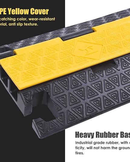 OranLite Heavy-Duty Rubber Cable Protector Ramp, Floor Cable Wire Cord Cover Speed Bumps 22000 Lbs Load Capacity, Driveway Hose Cable Ramp Protective Cover for Indoor Outdoor (Small 2-Channel x 4Pcs)