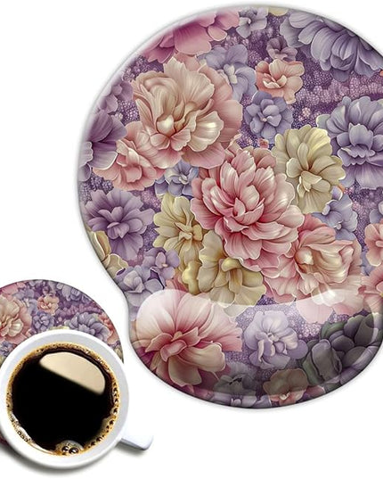 Ergo Comfort Gel Wrist Rest Mouse Pad-Ergonomic Office Mousepad with Wrist Support-Non-Slip, Design Desk Accessories Mat for Home&Game Decor Boho Floral