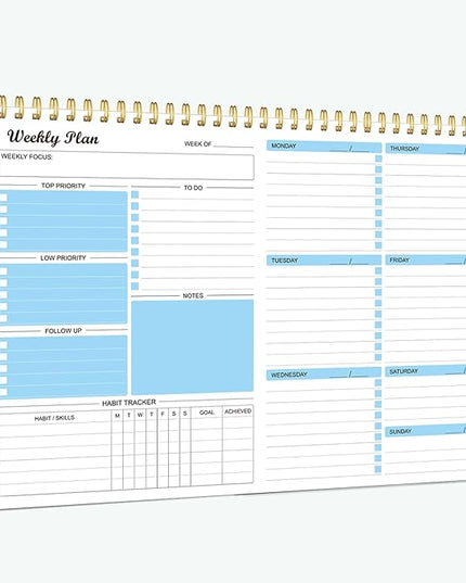 Weekly Planner Notepad Undated Weekly Schedule Planner To Do List Notebook Goals Planning Pad Habit Tracker Journal for Man & Women,52 Weeks (8.5x11")