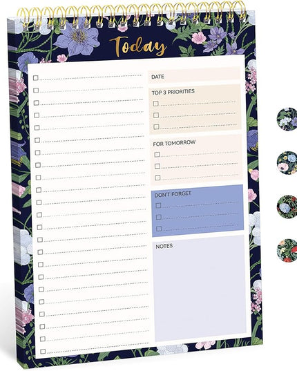 Taja To Do List Notepad - To Do List Notebook for Work with 52 Sheets, 9.8" x 6.5", Undated Daily Planner Perfect for Daily Tasks and Goal Setting, Notepad Suitable for Office, Home & School - Blue Meadow