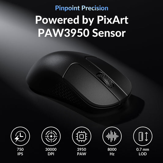 Keychron M3 Mini 8K Wireless Gaming Mouse, 55g Lightweight, PixArt 3950 Sensor, 30K DPI, Bluetooth 5.3/2.4GHz/Wired, Programmable, 140H Battery, for Mac/Windows/Linux - Black