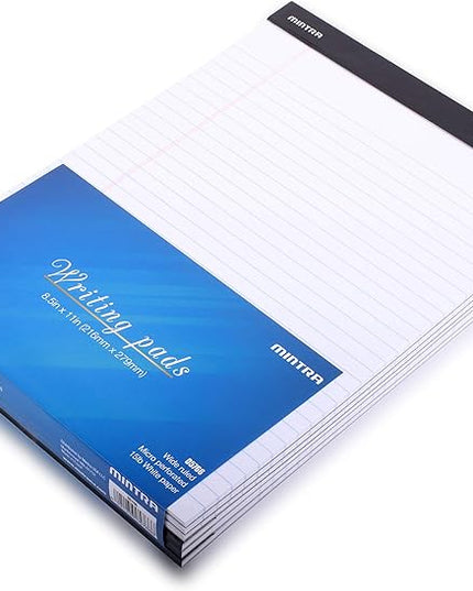 Mintra Office Legal Pads - ((BASIC WHITE 6pk, 8.5in x 11in, WIDE RULED))