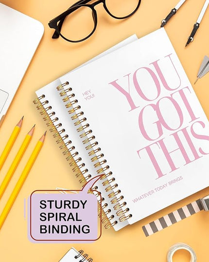 Yhtrg You Got This Inspirational Notebooks Journal, White Motivational Spiral Journal Notebook for Women, White Motivational Positive Notebooks for Office School Supplies, 5.5x8.3 Inch