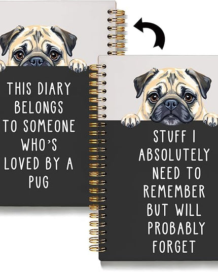 LIANGW Funny Pug Notebook Journal Gifts for Women & Men, Gifts for Pug Lovers Notebooks for Women, Funny Human Resources Gifts Journal for Coworkers, Hardcover Spiral Notebook 5.5x8.3 Inch