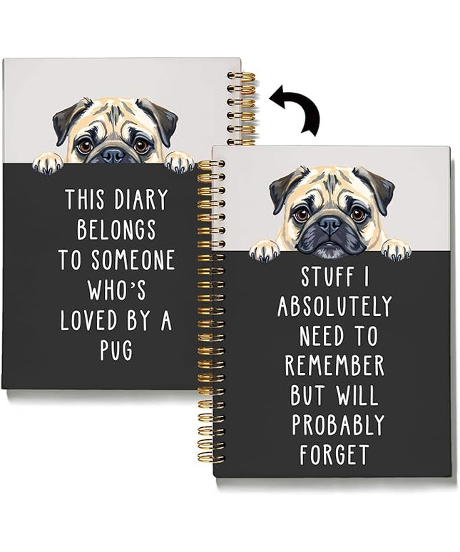 LIANGW Funny Pug Notebook Journal Gifts for Women & Men, Gifts for Pug Lovers Notebooks for Women, Funny Human Resources Gifts Journal for Coworkers, Hardcover Spiral Notebook 5.5x8.3 Inch