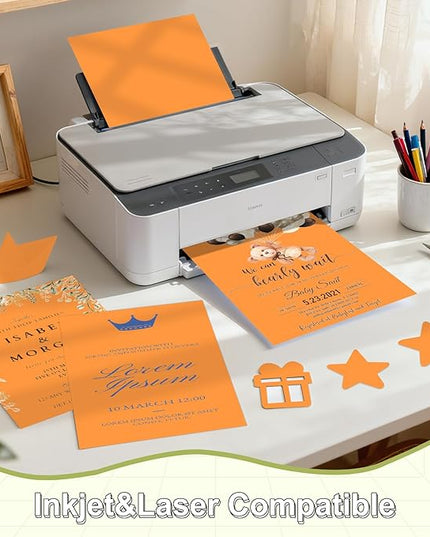 40 Sheets Cardstock 8.5x11, 65lb Fluo Orange Card Stock, Construction Paper, 180gsm Thick Printer Paper for Printing, Painting, Card Making, Kids School Supplies,Party Decorations