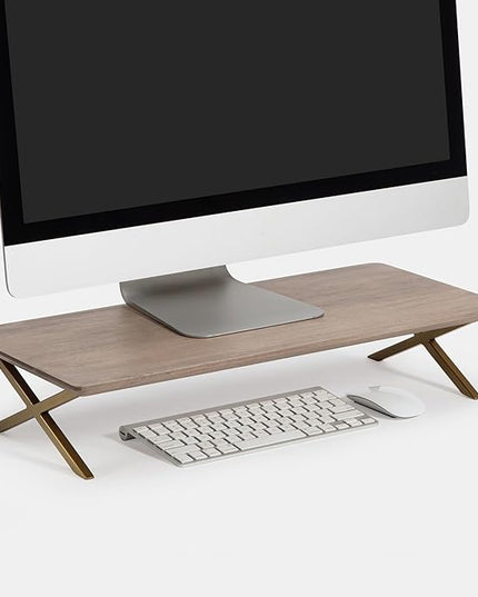 Anji Mountain Monitor Stand - Desktop Organizer & Laptop Riser, Ergonomic Monitor Riser, Space-Saving Monitor Stand for Desk, Durable Construction, Easy Assembly, Ideal for Home & Office,Biscotti