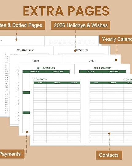 2026 Planner Weekly and Monthly Daily Hard Cover Calendar Planners 8.5 x 11 Jan 2026-Dec 2026 for Women with Stickers & Tabs Large Yearly Agenda for Mom Work Home- Floral